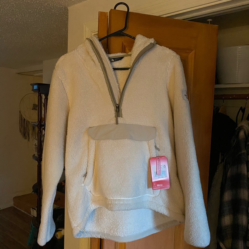 North face hooded fleece half zip